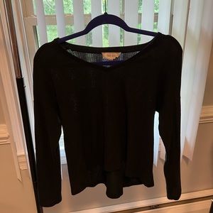 black waffle knit top